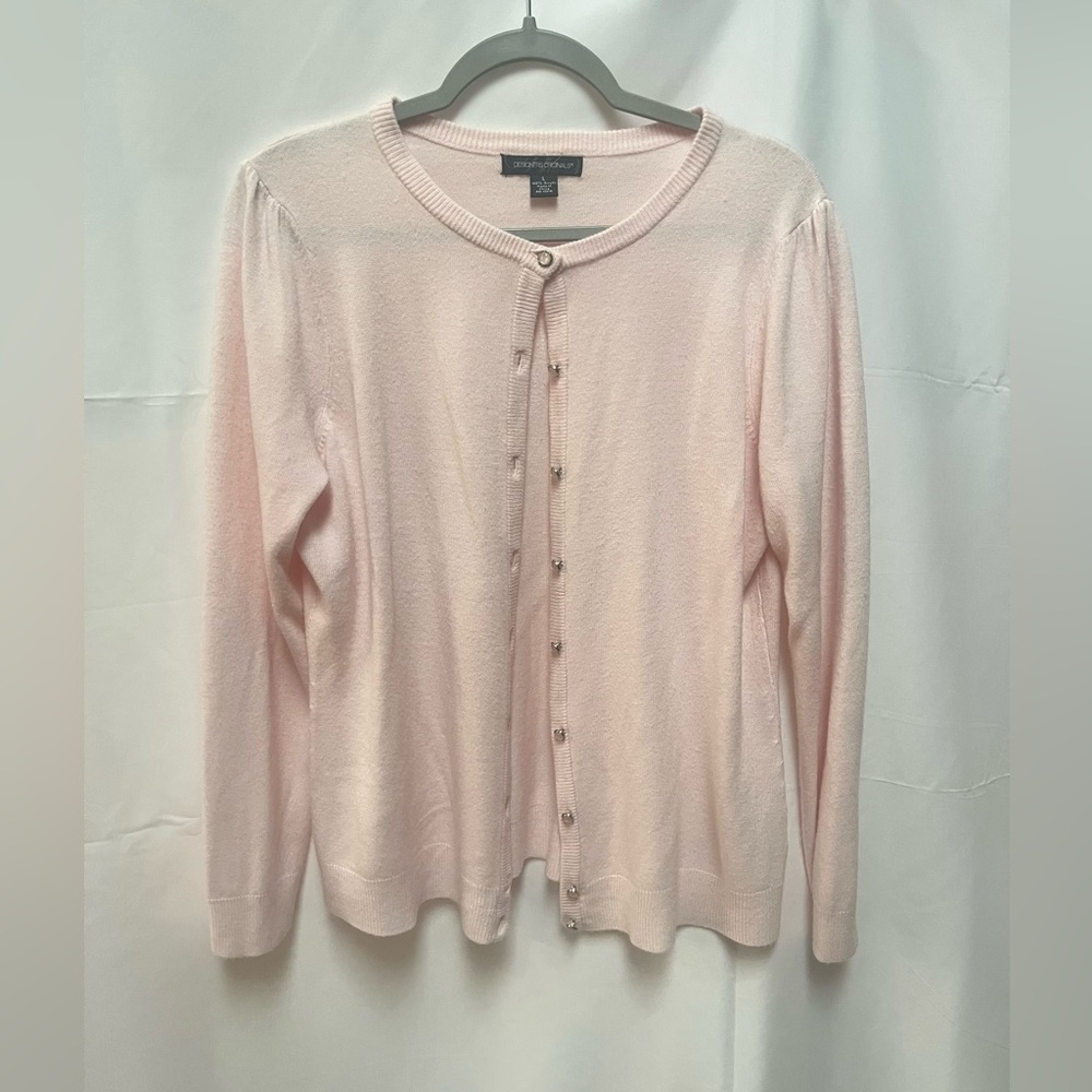 Designers Originals Simple Light Pink Button-Front Cardigan